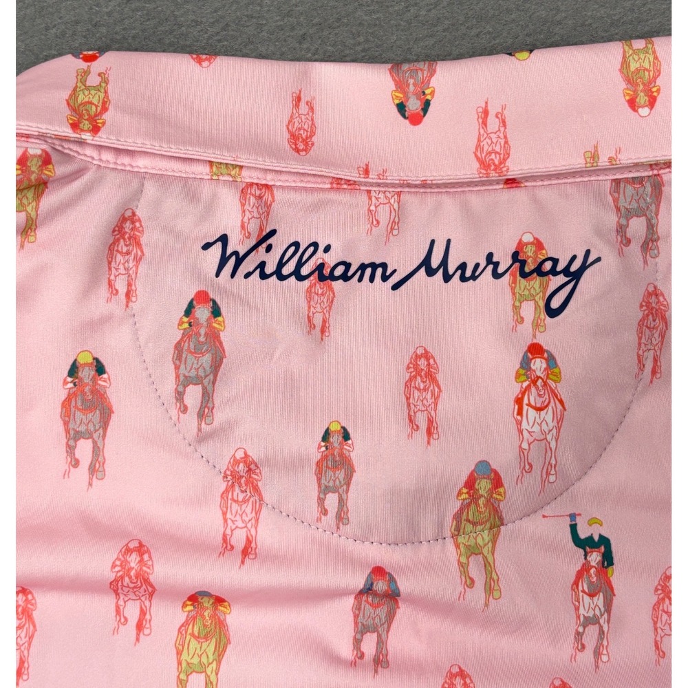 William Murray And They're Off Polo Shirt Pink Horse Racing Golf Men's XL NWT - Picture 12 of 14